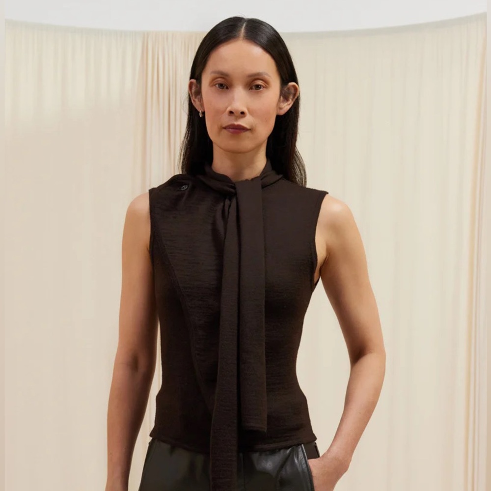 Lemaire asymmetrical sleeveless cardigan - Brown XS